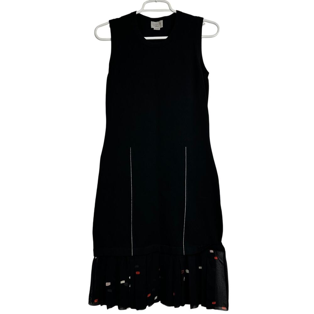 Grey Jason Wu Sheath Dress Black Knit with Ruffle Hem Small